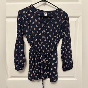 Old Navy Navy Floral Blouse
